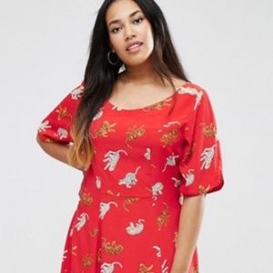 ASOS Curve Tea Dress in Leopard Print